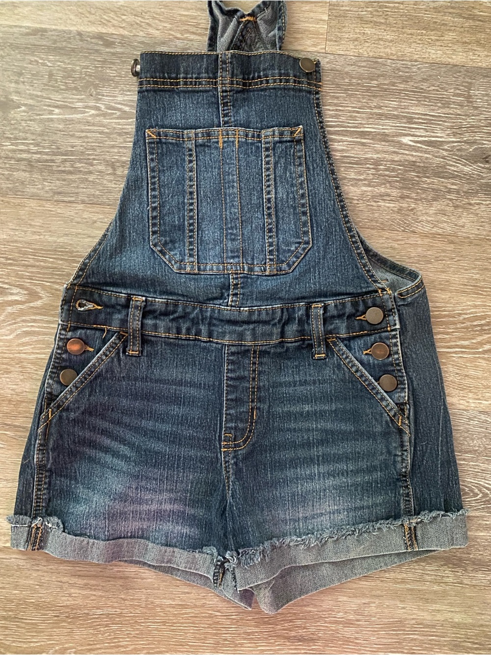Denim Short Bib Overalls - Dark Blue Junior SM